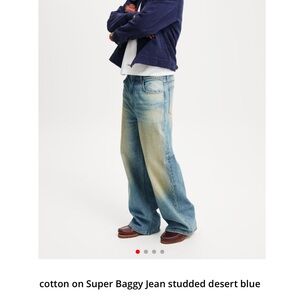 NEW Cotton on super baggy jeans studded desert blue